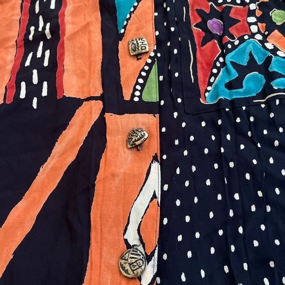 Vintage Carole Little Button Down Print Blouse - Picture 5 of 6